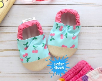 cherry baby shoes - baby swim shoes - toddler pool shoes - kids water shoes - soft sole water shoes - vegan footwear - beach shoes