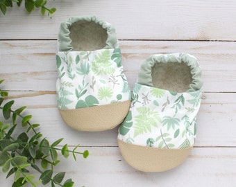 eucalyptus baby shoes - plant lover slippers - vegan soft sole baby shoes - gardening gift - garden baby shower gift - gender neutral baby