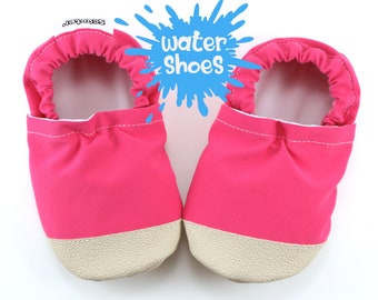 pink water shoes - vegan soft sole water shoes - baby and kids swim shoes - kids pool moccs - toddler swim shoes - minimalist footwear