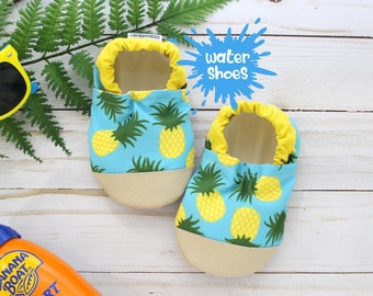 pineapple water shoes - pool shoes for kids - toddler swim shoes - vegan baby shoes - soft sole water shoes - beach shoes - pineapple moccs