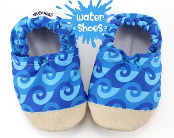 kids water shoes - baby swim shoes - toddler pool shoes - soft sole water shoes - vegan footwear - beach shoes - blue water moccs - summer