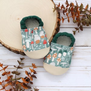 mushroom baby shoes mushroom baby shower gift toddler moccasins vegan soft sole shoes mushroom slippers mushroom birthday gift image 1