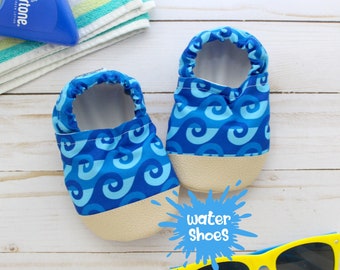 kids water shoes - baby swim shoes - toddler pool shoes - soft sole water shoes - vegan footwear - beach shoes - blue water moccs - summer