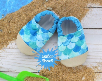 mermaid water shoes - mermaid scales - kids swim shoes - baby and toddler mermaid shoes - vegan footwear for kids - soft sole shoes baby