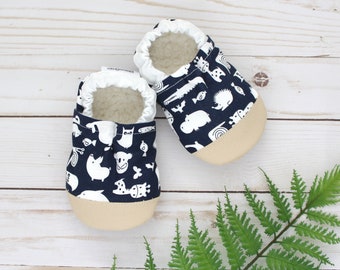 LAST PAIRS - zoo animal baby shoes - toddler moccasins - vegan soft sole shoes - kids animal slippers - zoo theme baby shower gift