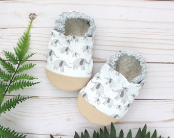 elephant baby shoes - elephant baby shower gift - elephant moccasins - vegan soft sole shoes - kids elephant slippers - elephant birthday