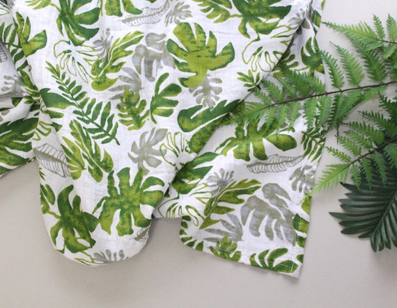Palm Leaf Muslin Swaddle Double Gauze Baby Swaddle Nursing Cover Gender Neutral Baby Shower Gift Cotton Baby Blanket With Palm Leave Etsy