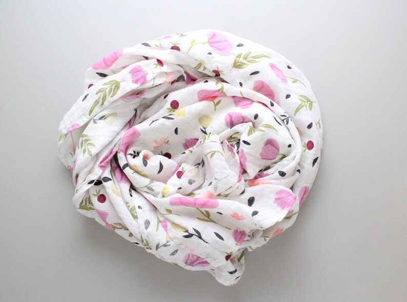 Floral muslin baby swaddle double gauze baby swaddle | Etsy