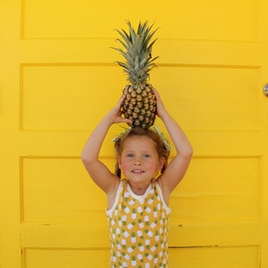 LAST ONE 6-12 mos // pineapple romper yellow romper pineapple clothing tropical toddler romper one piece outfit vegan clothing kids clothing image 8