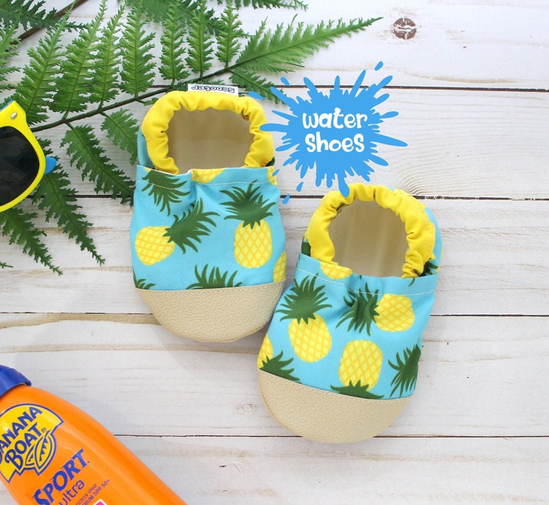 pineapple water shoes pool shoes for kids toddler swim shoes vegan baby shoes soft sole water shoes beach shoes pineapple moccs image 1