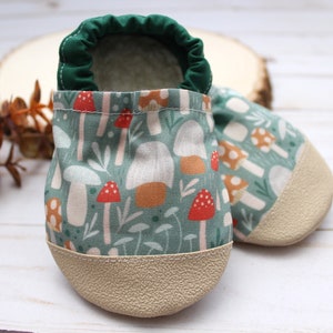 mushroom baby shoes mushroom baby shower gift toddler moccasins vegan soft sole shoes mushroom slippers mushroom birthday gift image 2