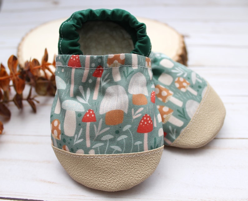 mushroom baby shoes mushroom baby shower gift toddler moccasins vegan soft sole shoes mushroom slippers mushroom birthday gift image 2