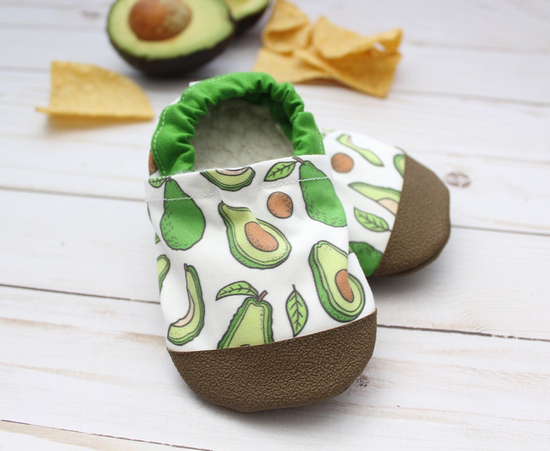 avocado baby shoes vegan baby shoes kids avocado slippers taco tuesday accessories rubber soft sole shoes avocado baby shower gift image 2