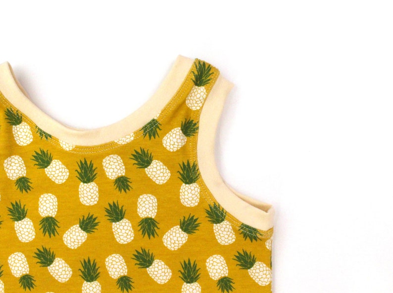 LAST ONE 6-12 mos // pineapple romper yellow romper pineapple clothing tropical toddler romper one piece outfit vegan clothing kids clothing image 4