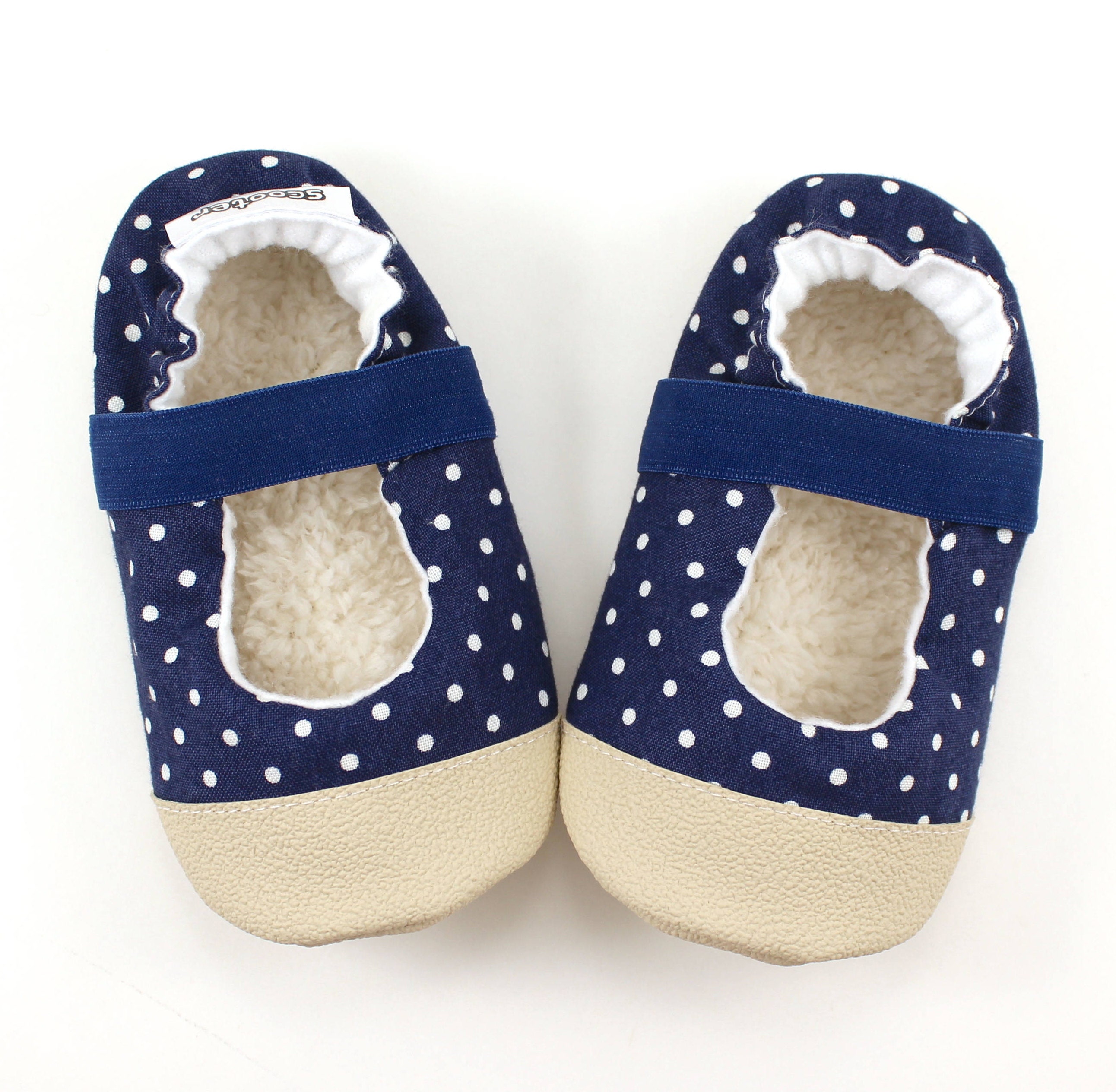 navy blue mary janes baby girl shoes polka dot booties elastic | Etsy