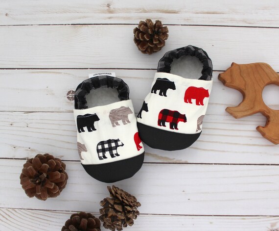 Baby bear buffalo plaid slippers sale