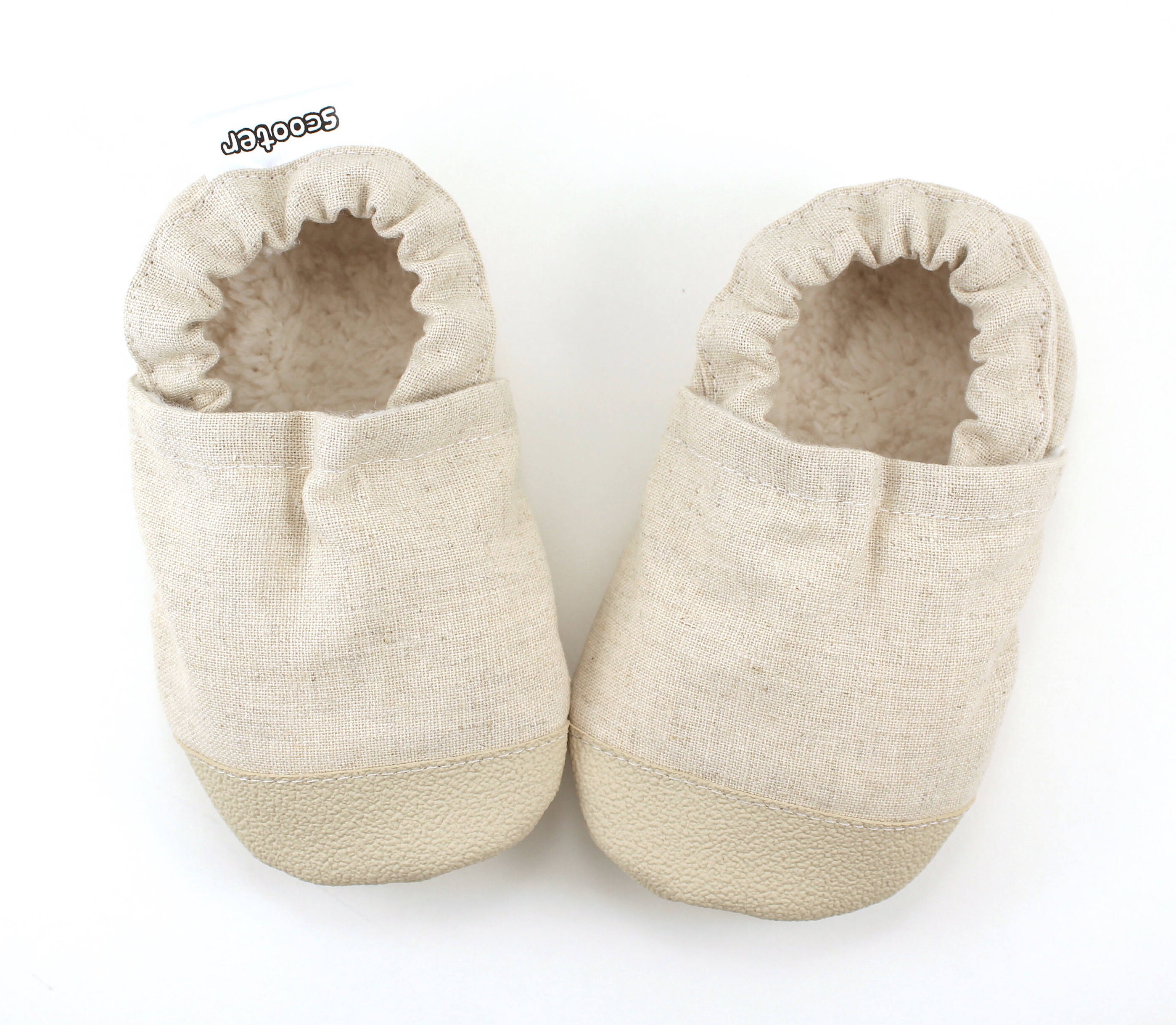 linen baby shoes rubber sole shoes tan booties baby girl shoes Etsy
