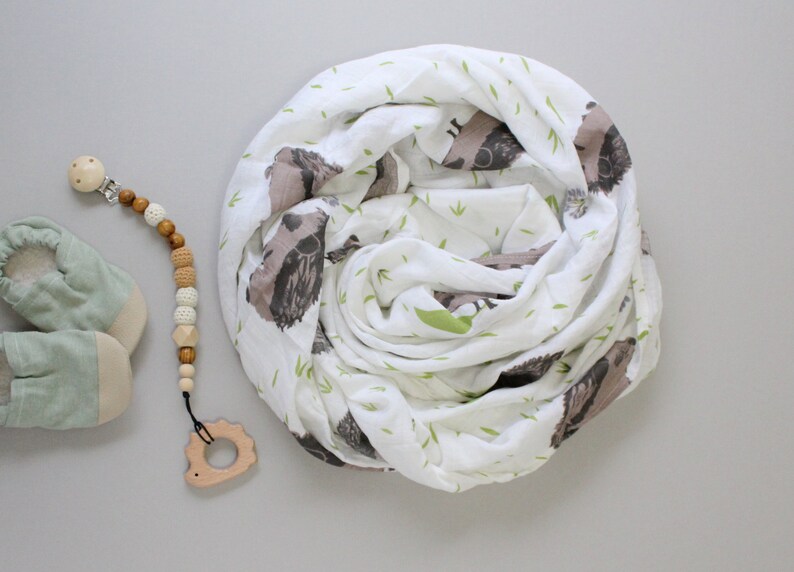 Hedgehog Muslin Swaddle Nursing Cover Double Gauze Baby Etsy