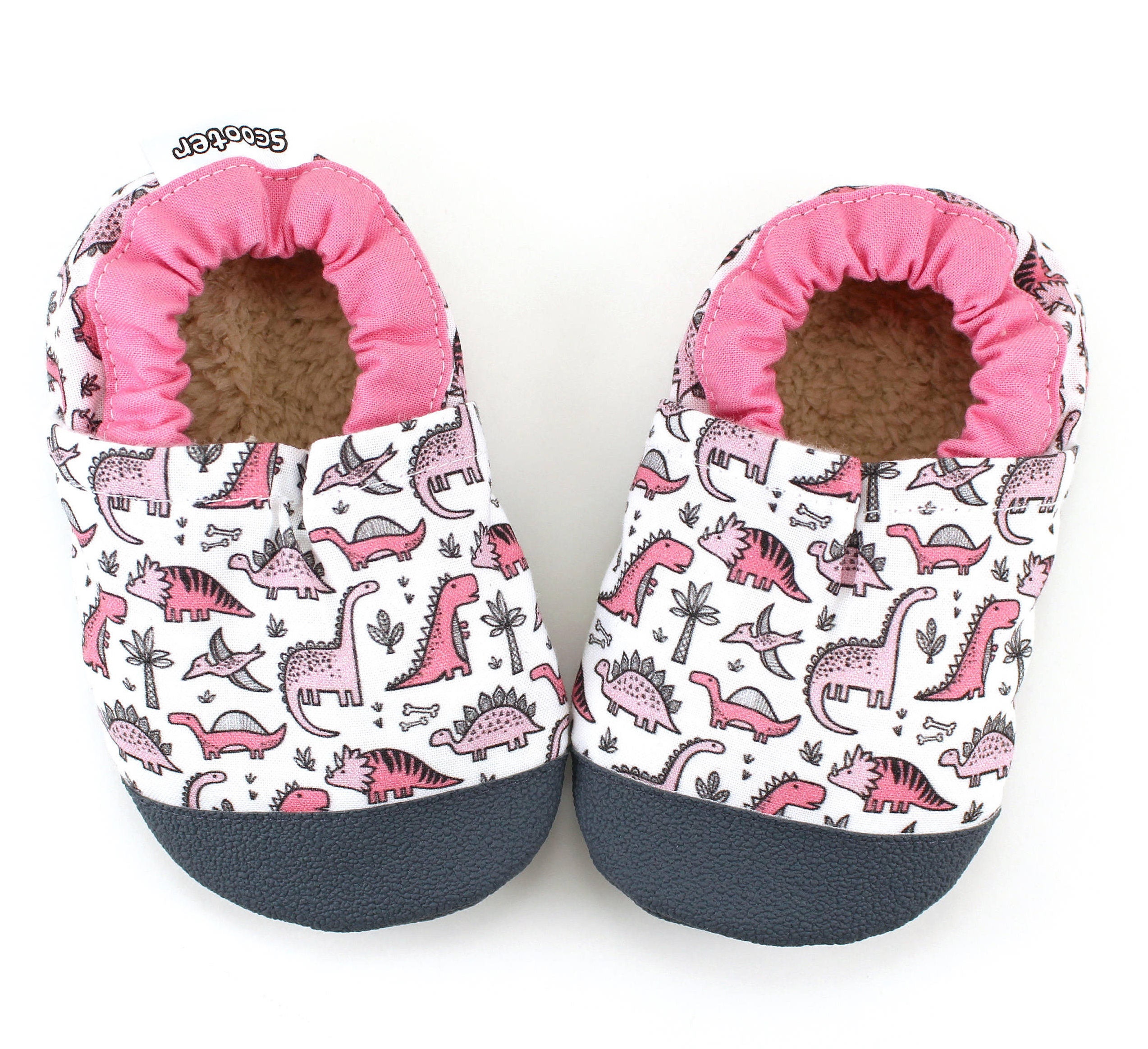 Chaussures Bébé Carozoo Dinosaure Bleu - Cuir Souple, Semelle Antidérapante - Fille