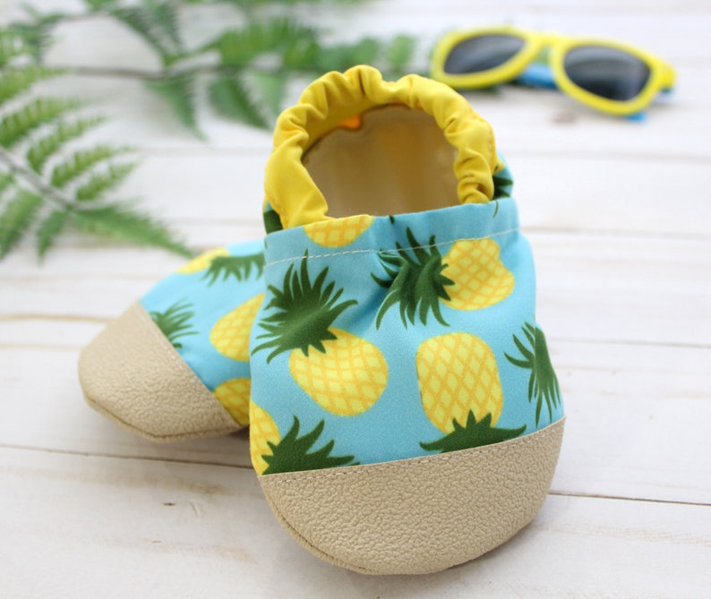 pineapple water shoes pool shoes for kids toddler swim shoes vegan baby shoes soft sole water shoes beach shoes pineapple moccs image 3