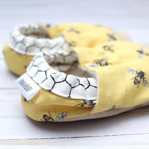 honey bee baby shoes kids soft sole shoes big kids slippers bee moccasins vegan shoes bee baby shower gender neutral baby gift image 4