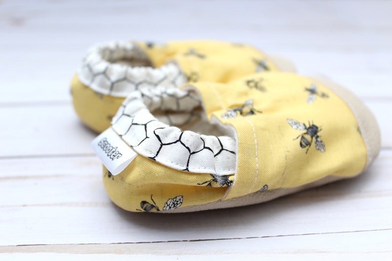 honey bee baby shoes kids soft sole shoes big kids slippers bee moccasins vegan shoes bee baby shower gender neutral baby gift image 4