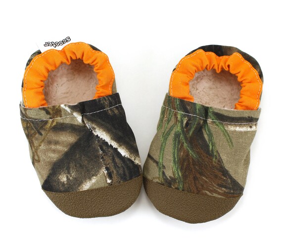 hunters camo baby shoes hunting camo shoes brown and orange Etsy