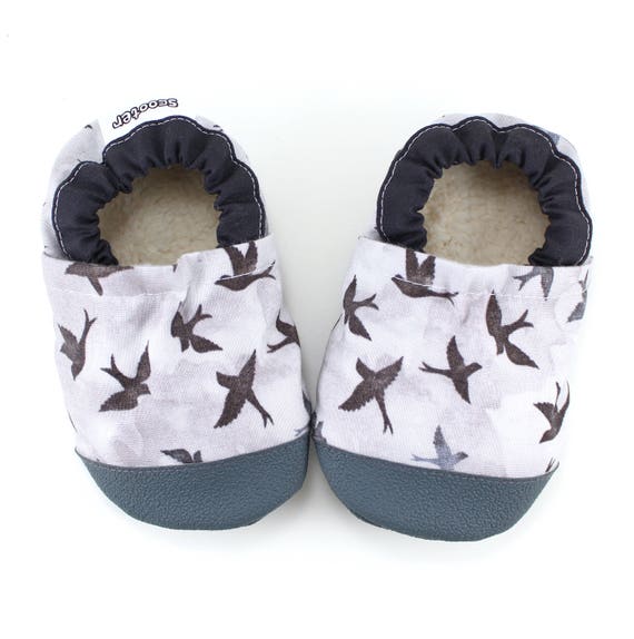 bird baby shoes blackbird gray toddler shoes soft sole