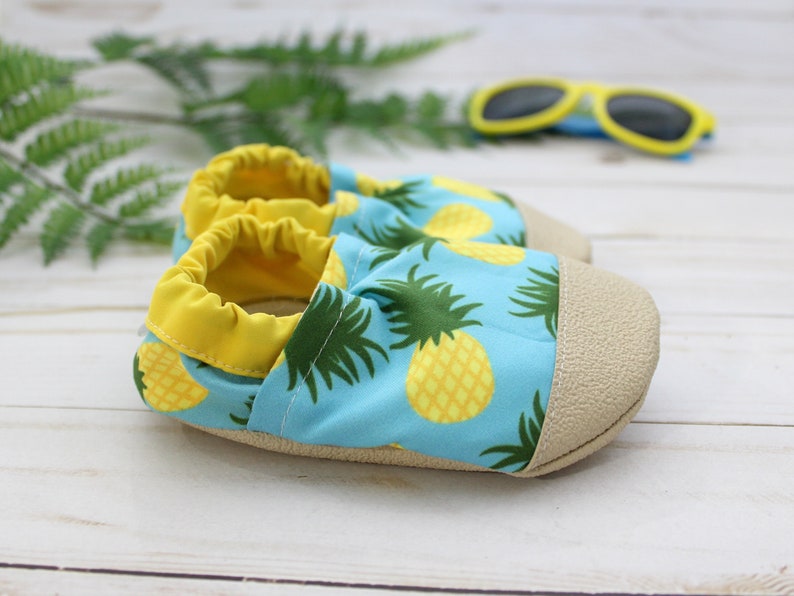 pineapple water shoes pool shoes for kids toddler swim shoes vegan baby shoes soft sole water shoes beach shoes pineapple moccs image 4