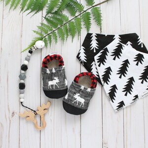 kids moose shoes moose baby booties buffalo plaid shoes new baby gift kids moose slippers baby shower gift buffalo check shoes image 6