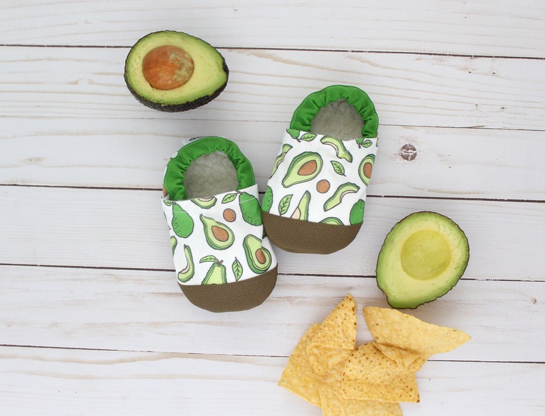 avocado baby shoes vegan baby shoes kids avocado slippers taco tuesday accessories rubber soft sole shoes avocado baby shower gift image 1