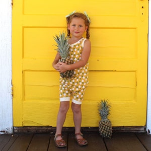 LAST ONE 6-12 mos // pineapple romper yellow romper pineapple clothing tropical toddler romper one piece outfit vegan clothing kids clothing image 6