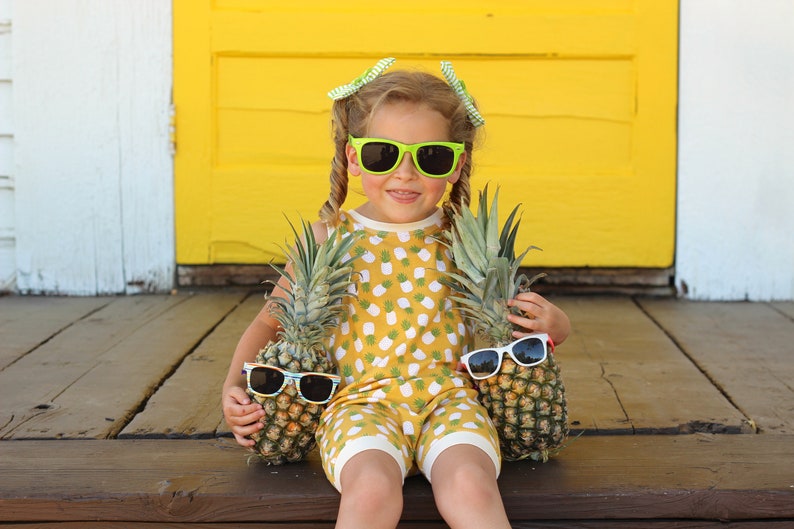 LAST ONE 6-12 mos // pineapple romper yellow romper pineapple clothing tropical toddler romper one piece outfit vegan clothing kids clothing image 2