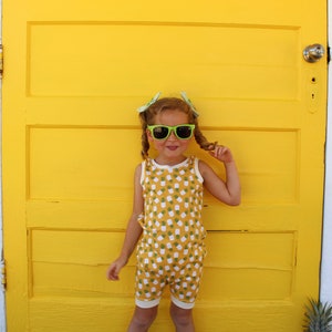 LAST ONE 6-12 mos // pineapple romper yellow romper pineapple clothing tropical toddler romper one piece outfit vegan clothing kids clothing image 3