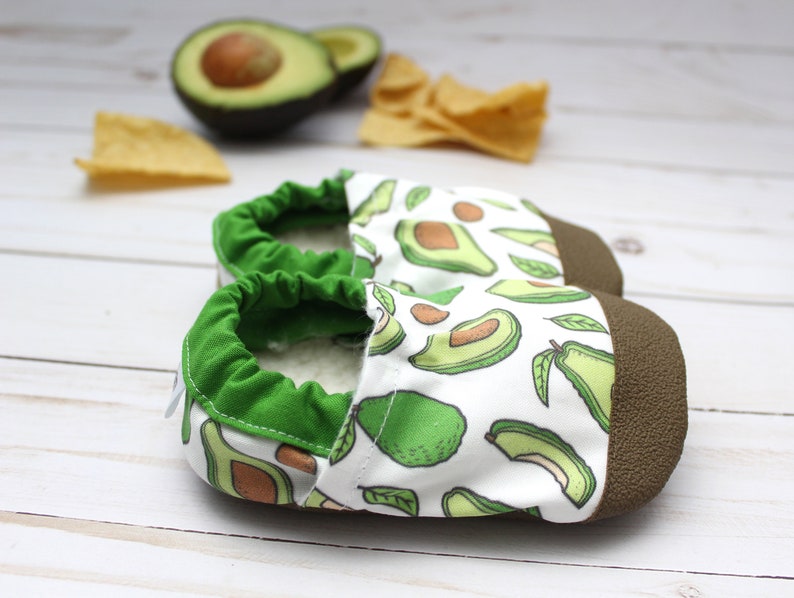 avocado baby shoes vegan baby shoes kids avocado slippers taco tuesday accessories rubber soft sole shoes avocado baby shower gift image 4