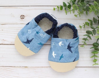 swallows baby shoes - bird baby shoes - soft sole shoes baby shoes - new baby gift - kids bird slippers - gender neutral baby shower gift