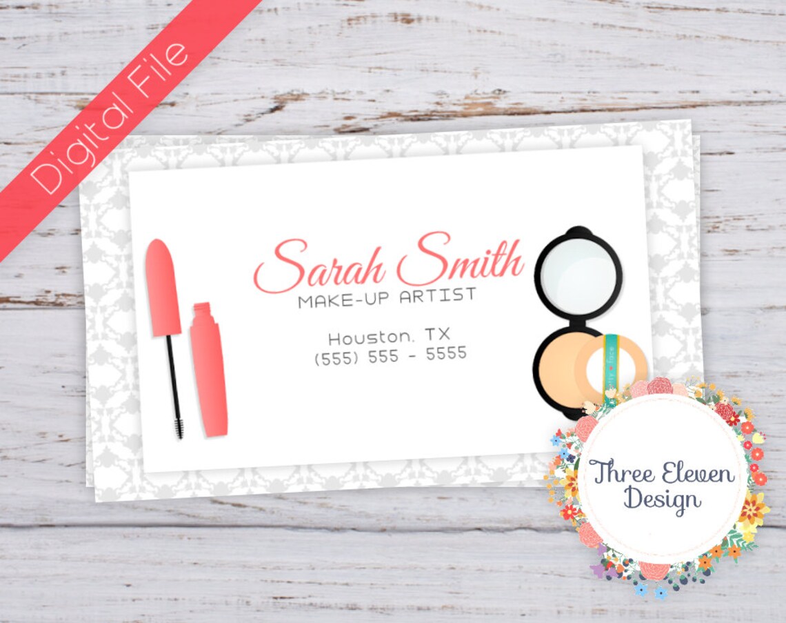 Makeup Printable Business Card | Etsy