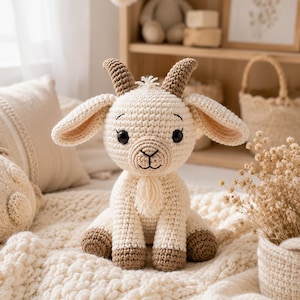Lucy Goat Amigurumi Crochet Pattern, Farm Animal Stuffed Animal (Digital Download)