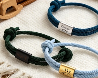 Engraved bracelet For Kid, Sailing rope bracelet with name, back to school gift , Kids Baptism Gift - First Communion Gift - Friend's Gift