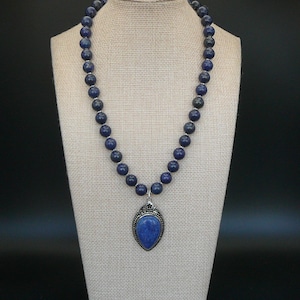 Lapis Lazuli Pendant & Silver Necklace