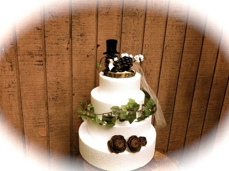 Pine Cone Wedding Topper Bride Groom Rustic Fall Weddings image 3