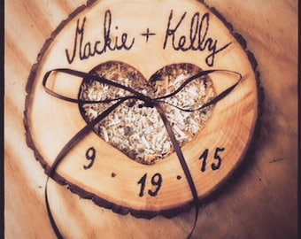Personalized ring bearer pillow, cutomized ring bearer, wooden ring bearer, wedding ring bearer pillow, country ring bearer
