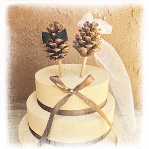Cône de pin - décoration de gâteau de mariage hiver - décoration de gâteau de mariage rustique - décoration de gâteau de la mariée - automne de gâteau