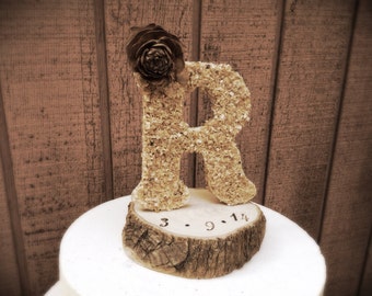 Rustic wedding cake topper wooden letter country weddings