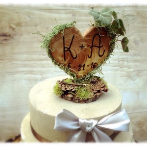 Rustic heart wedding cake topper customized