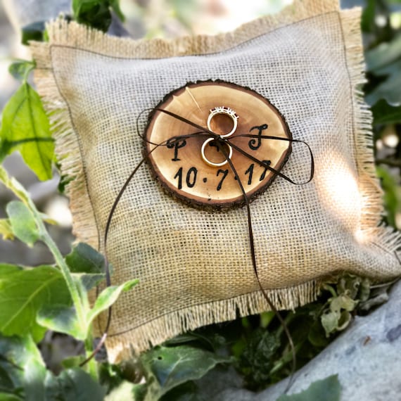 Rustic Wedding Ring Bearer Pillow Holder Forest Country Fall Etsy