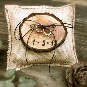 Rustic Wedding Ring Bearer Pillow, Pine Cone Wedding, Wedding Ring holder, Rustic Wedding, Fall Wedding image 3