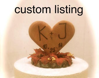Cutom order for wedding cake topper made with oak wood and oak leaves.