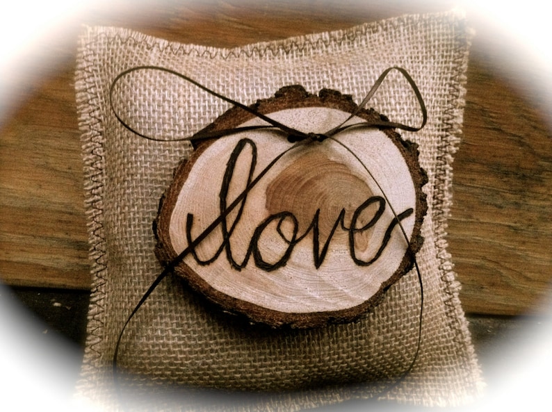 Rustic Wedding Ring Bearer Pillow, Pine Cone Wedding, Wedding Ring holder, Rustic Wedding, Fall Wedding image 5