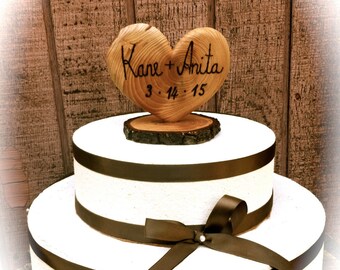 Heart Wedding Cake Topper - Rustic Wedding Cake Topper - Wooden Wedding Cake Toppers - Wedding Gifts